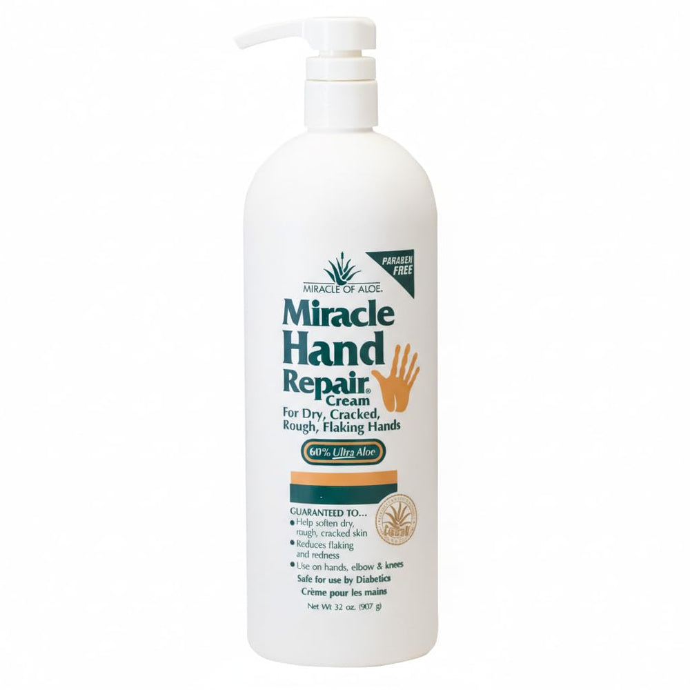 Miracle of Aloe crema para manos 32 onzas, reparación profunda para piel seca.