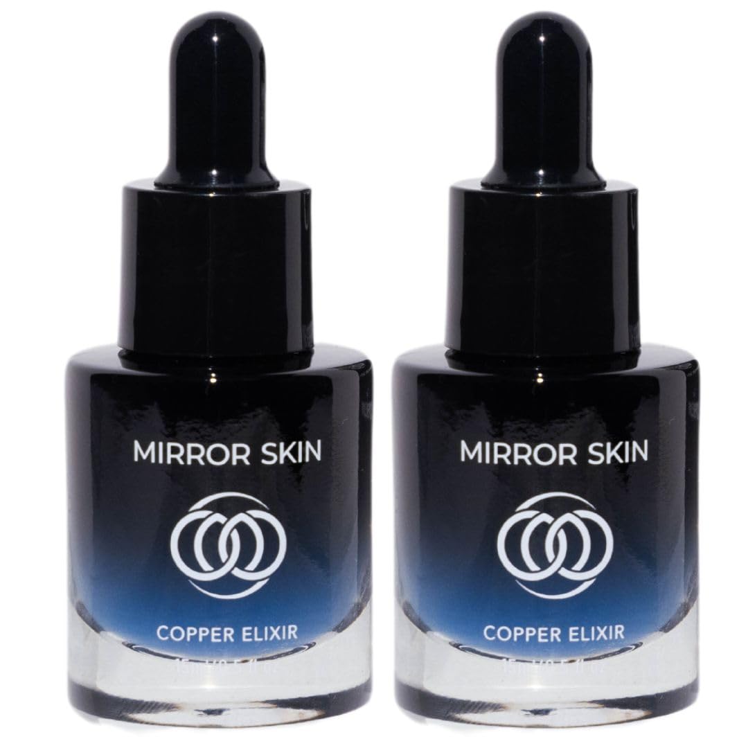 Mirror Skin Copper Elixir paquete dos muestra el dúo perfecto para cuidado facial diario.