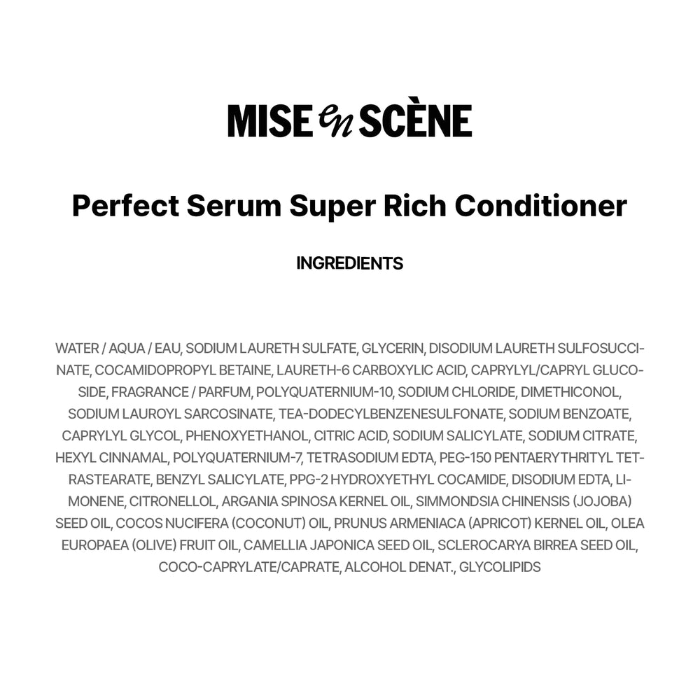 Mise En Scene Perfect Serum Super Rich Conditioner: aplicación suave tras el lavado
