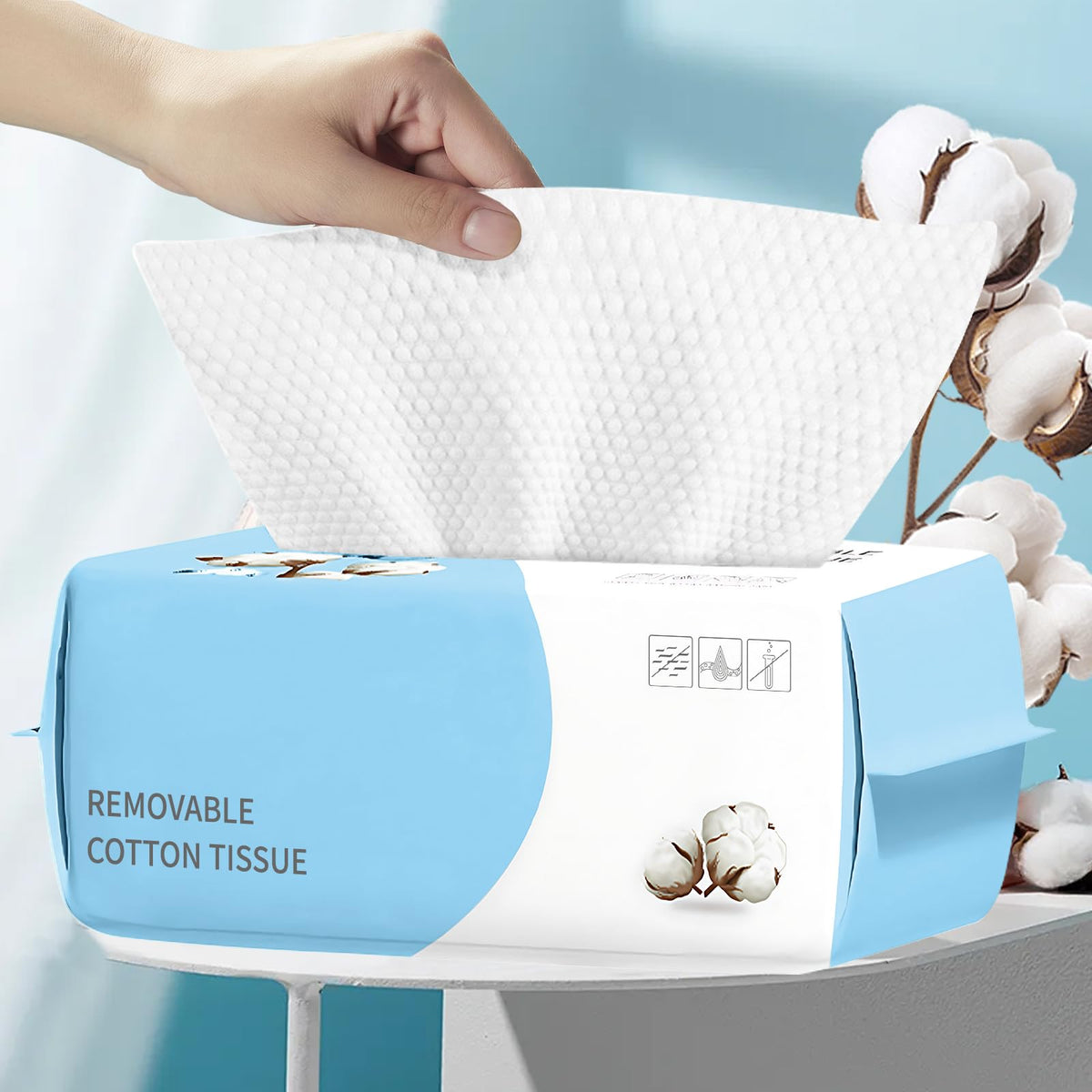 MISHCHI toallitas faciales desechables, 100 unidades, limpieza suave y absorbente para piel sensible.