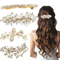 Pinza de cristal Miskate barrette frontal, brillo elegante para bodas.