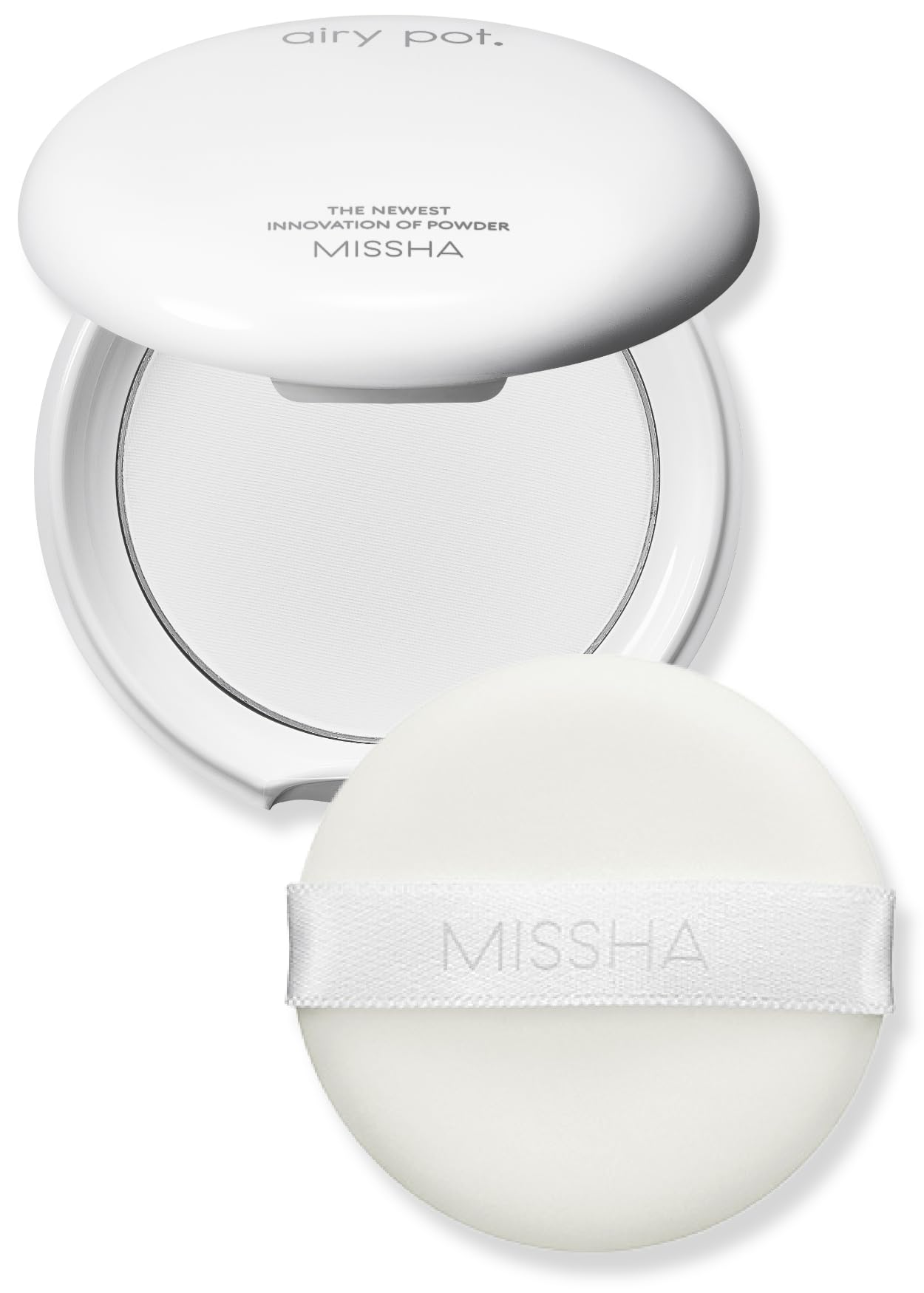 MISSHA Airy Pot polvo traslúcido compacto, acabado mate natural para piel suave.