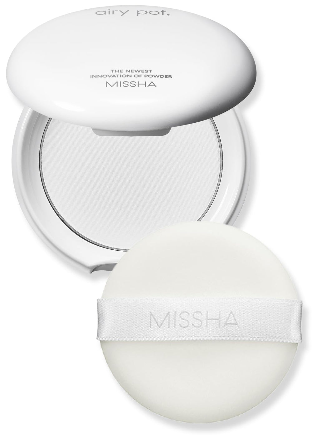 MISSHA Airy Pot polvo traslúcido compacto, acabado mate natural para piel suave.