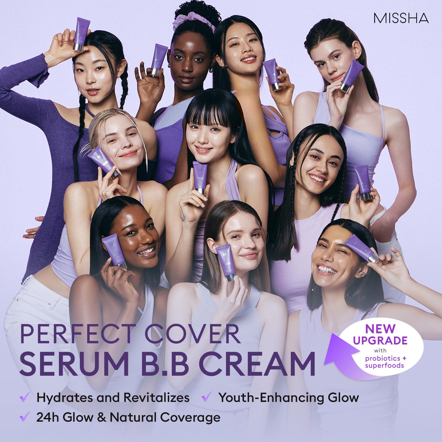 Textura serum sedosa de MISSHA se funde para cobertura suave.