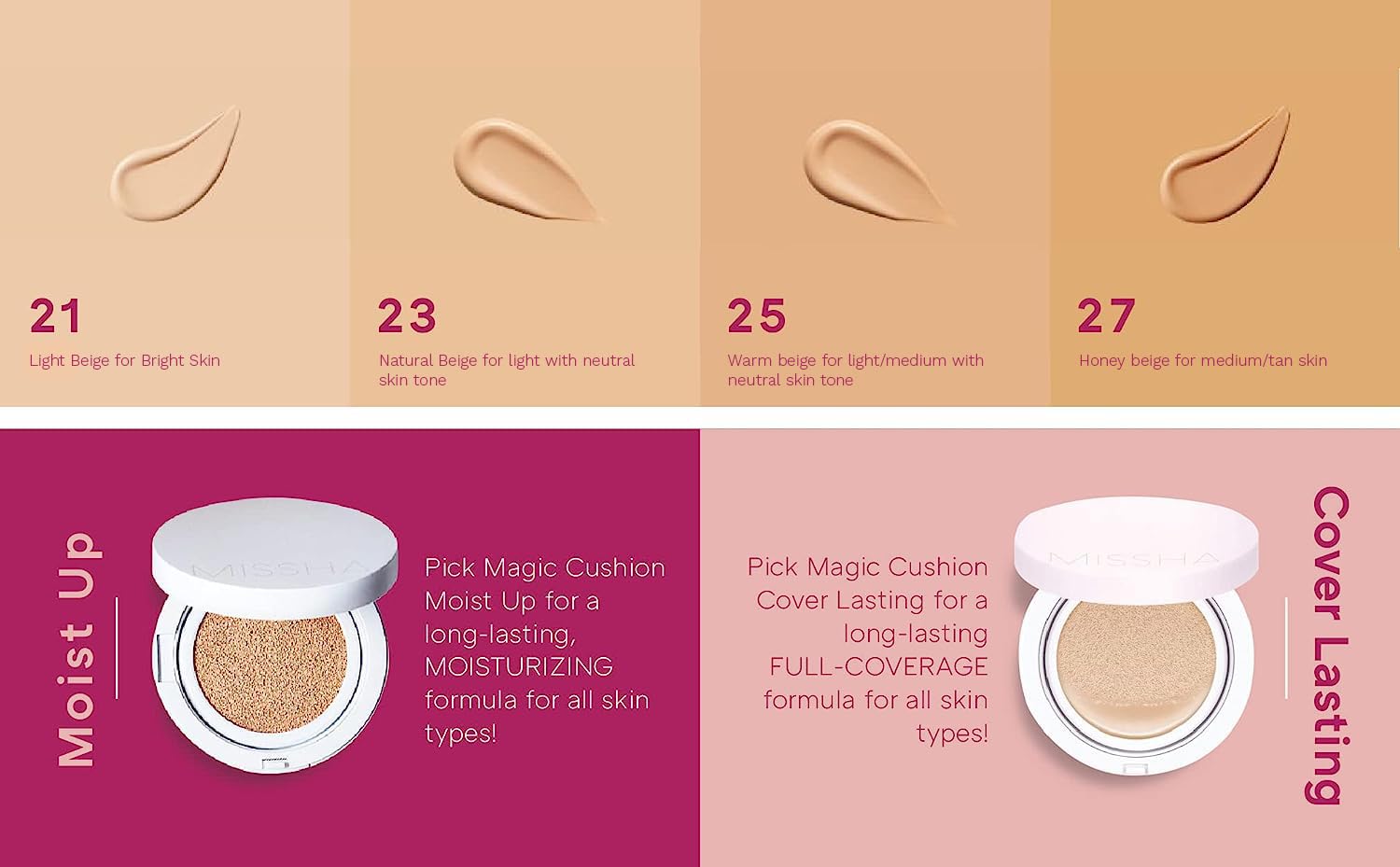 MISSHA Magic Cushion diseño portátil para retoques rápidos en casa o viaje.
