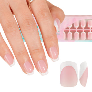 Misssix uñas frances pegadas rápido, punta rosada, uso rápido para manicura casera.