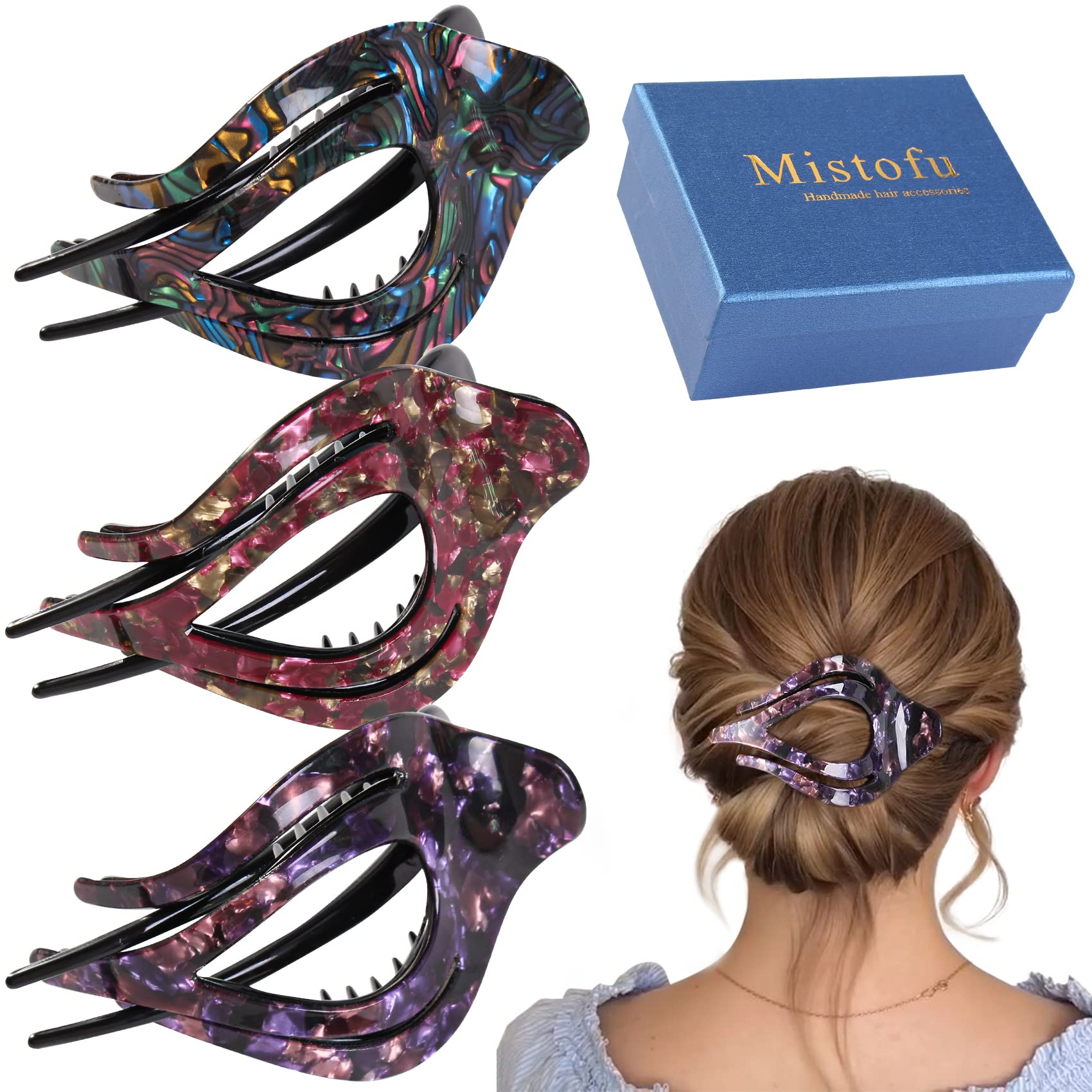 Mistofu clip frances para pelo multicolor, agarre firme todo el día