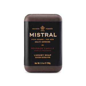 Mistral Bourbon Vanilla bar soap pack ready for daily grooming with lasting scent.