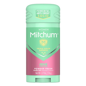 Desodorante Mitchum para mujer en stick polvo fresco, protección duradera para todo el día.