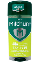 Mitchum gel antitranspirante Aire de Montaña, botella frontal, protección duradera para todo el día.