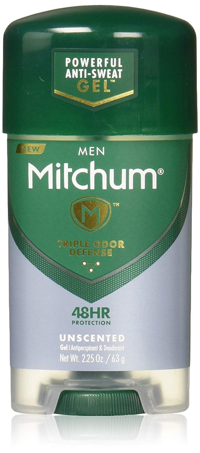 Desodorante Mitchum gel sin perfume, presentación de dos frascos, ahorro práctico.