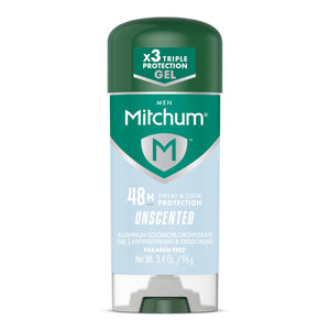 Mitchum gel desodorante: protección triple de olores, 48 horas para días activos.