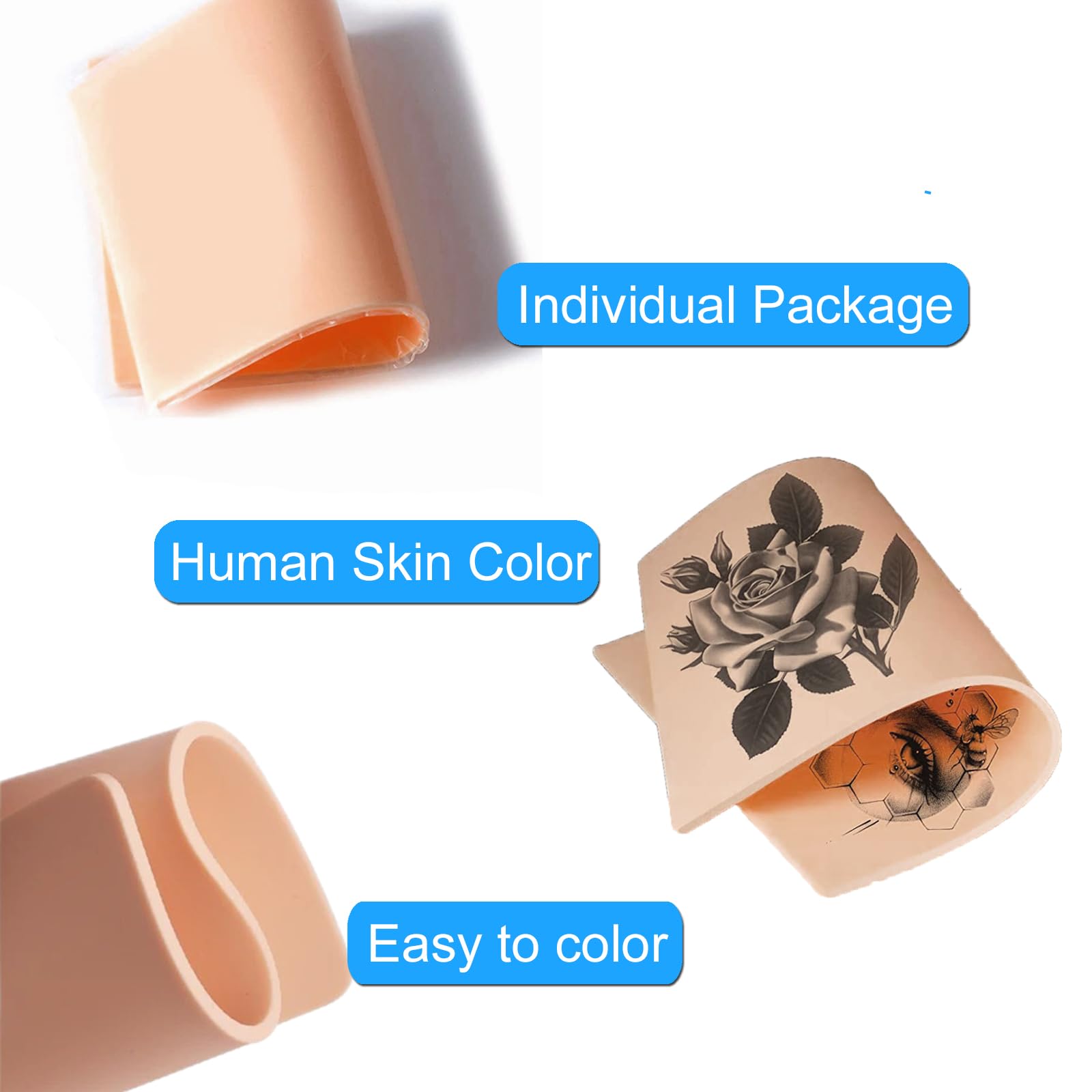Miuxia práctica de líneas y sombreado en piel de tatuaje para aprendizaje.