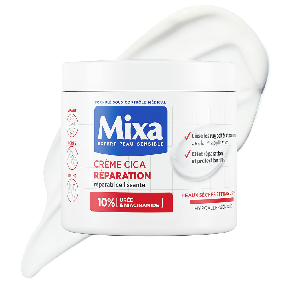Mixa Crema Cica Reparación en bote de 400 ml para piel seca.
