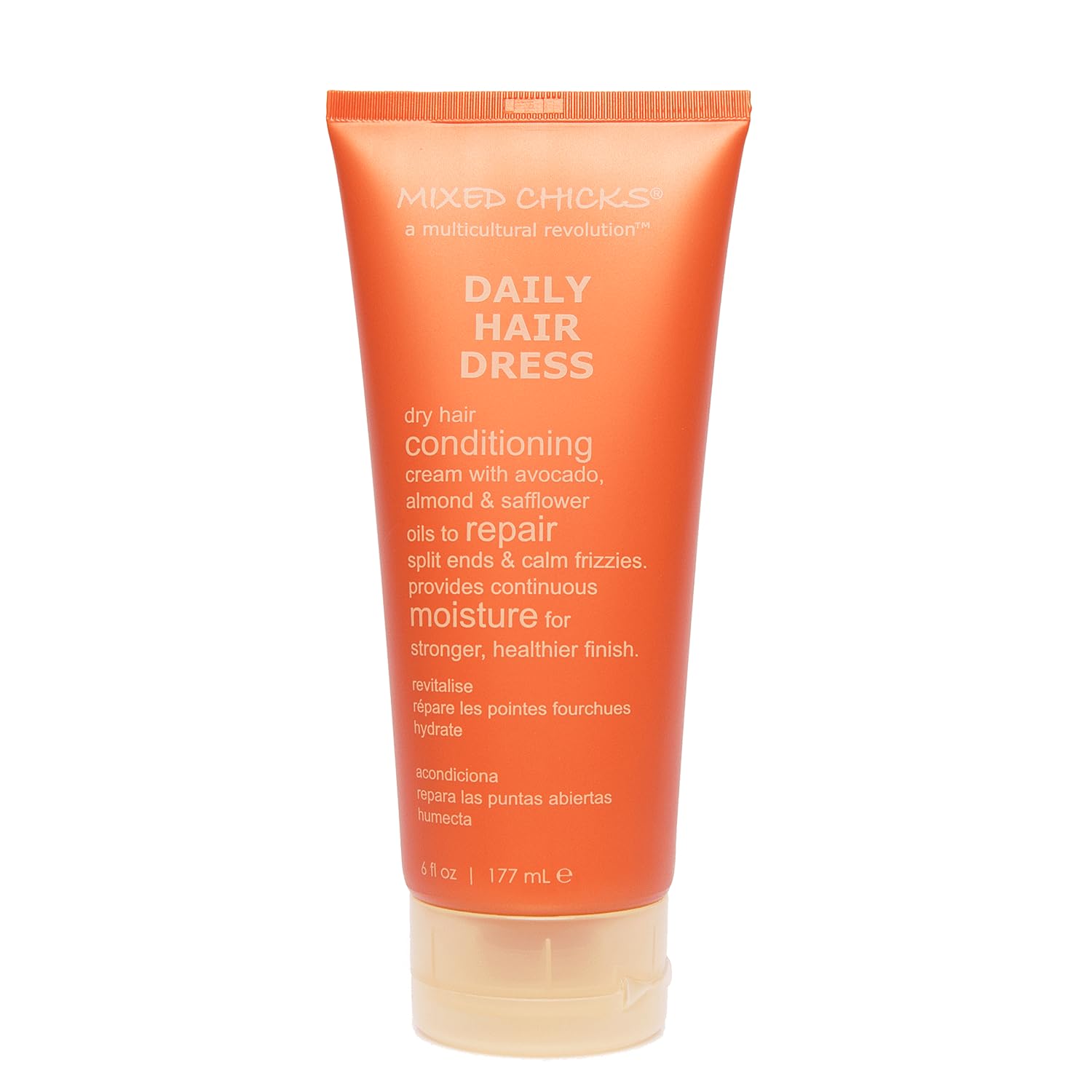 Mixed Chicks Daily Hair Dress: botella visible, hidratación suave para cabello seco.