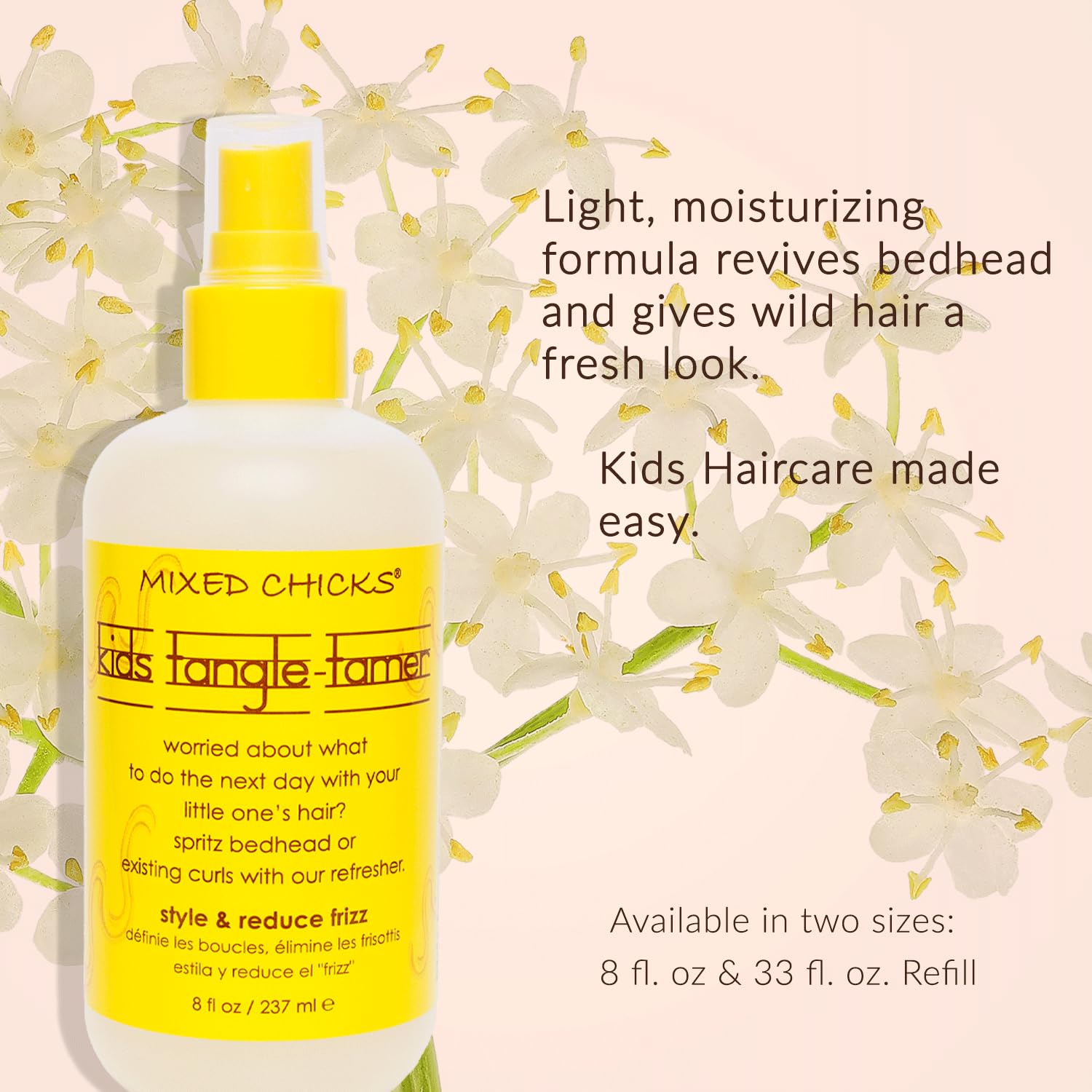 Mixed Chicks Kids Tangle Tamer, envase compacto, ayuda a domar el cabello desordenado por la mañana.