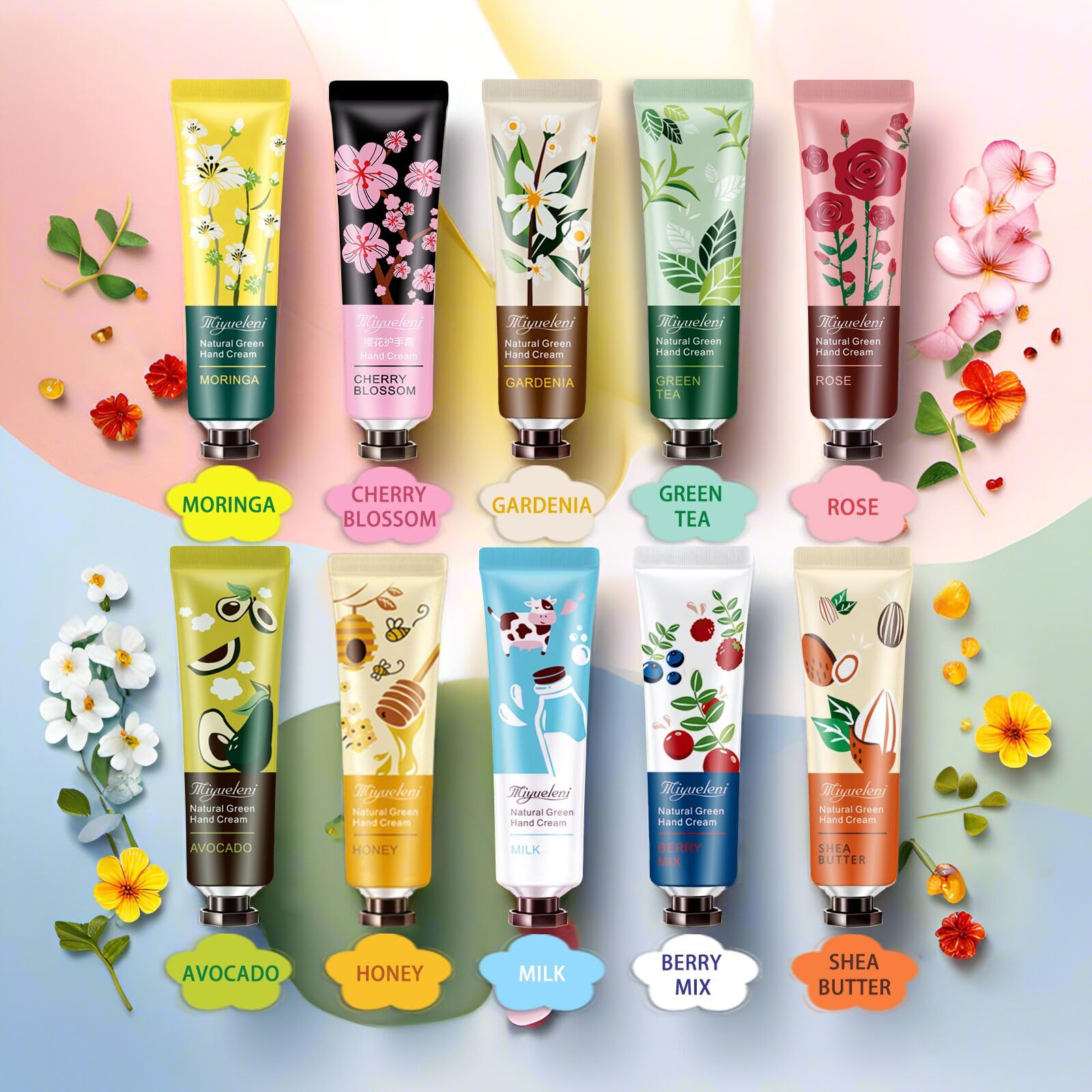 MIYUELENI: envase con imágenes que identifican cada aroma para elegir fácil.