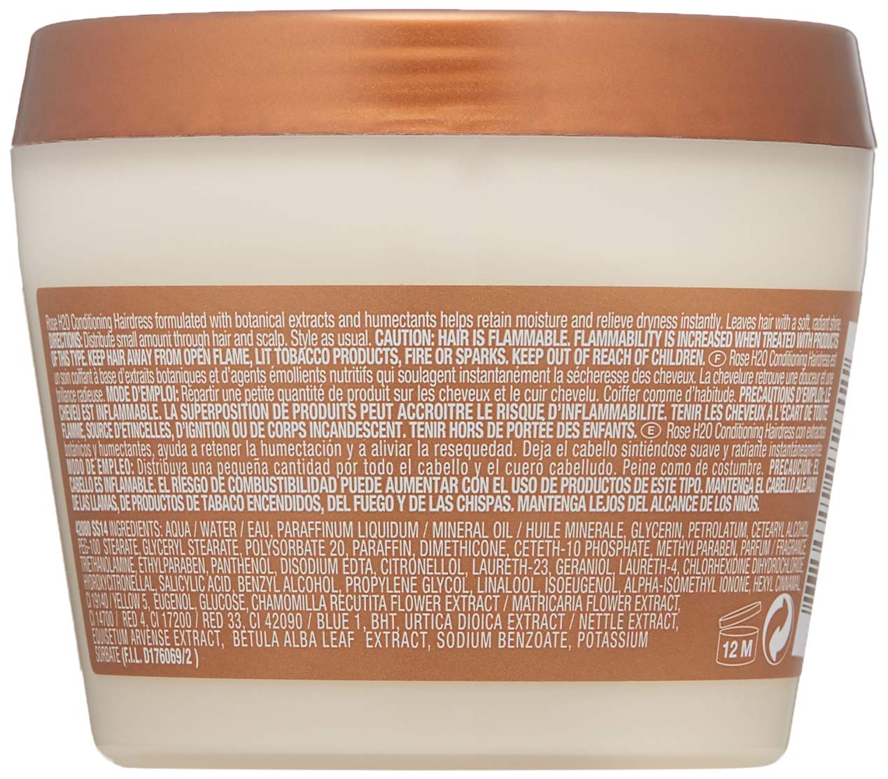 Mizani Rose H2O: ingredientes naturales romero y manzanilla para alivio suave del cuero cabelludo.