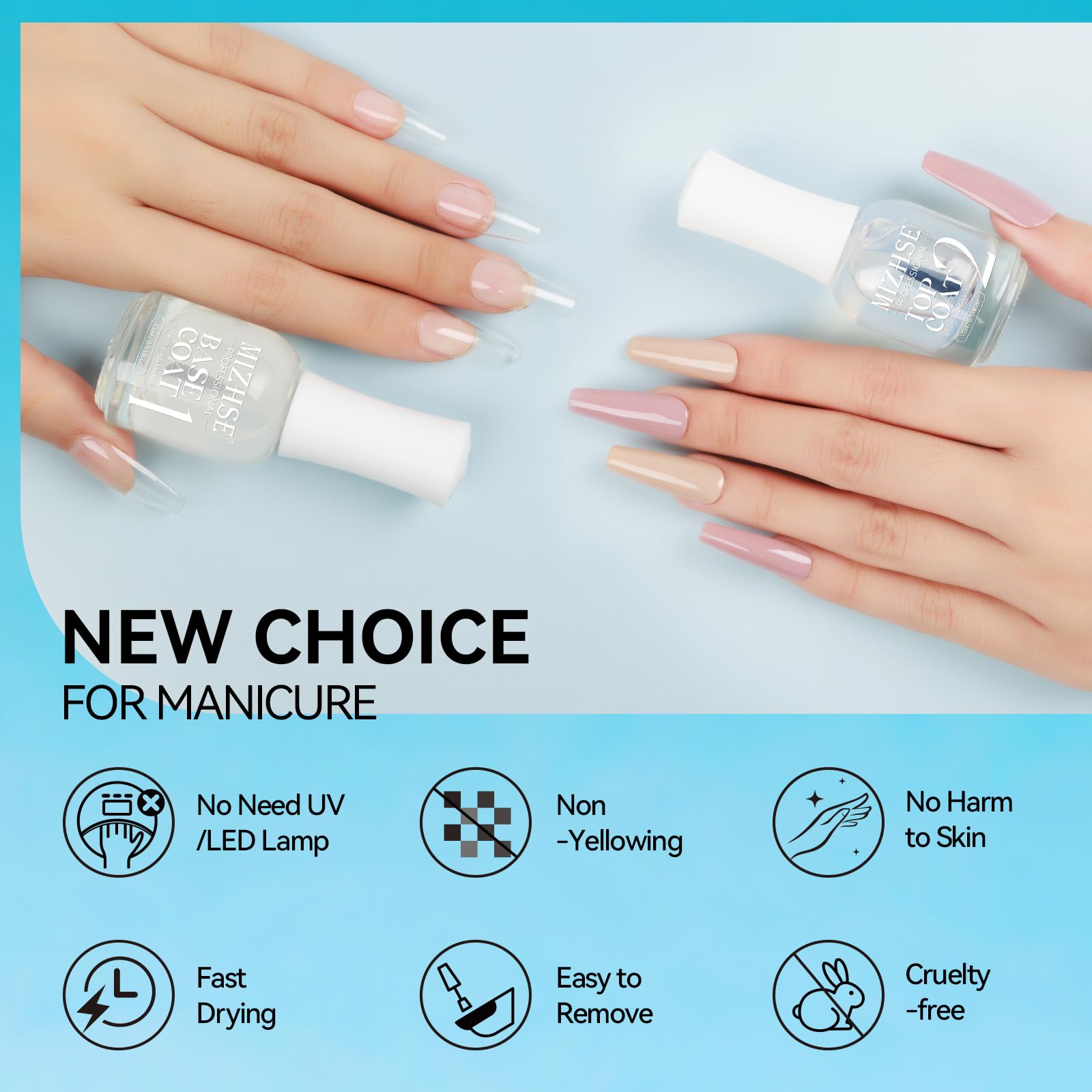MIZHSE acabado-brillante prolonga la manicura más tiempo
