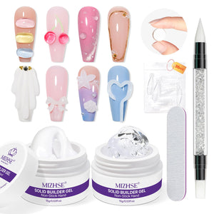 MIZHSE gel-builder 2x15g, kit completo para uñas duraderas en casa.