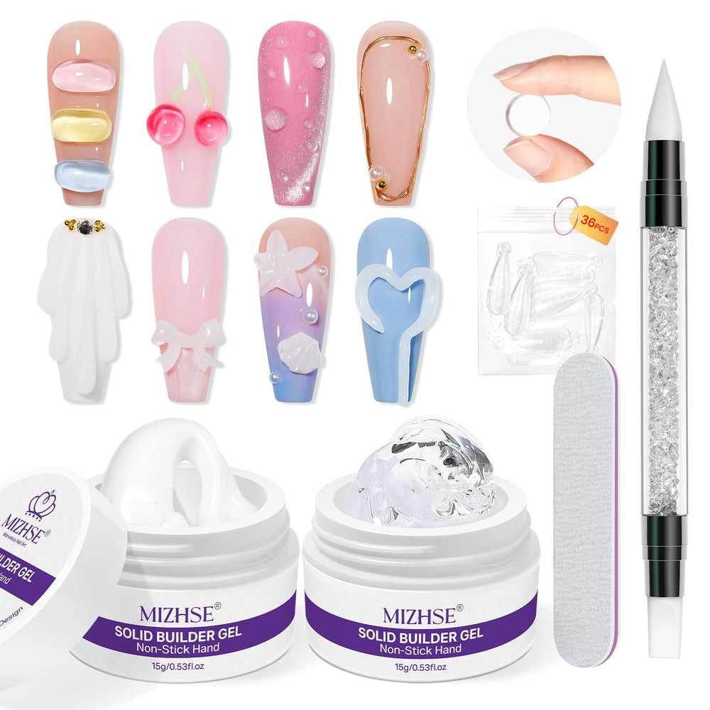 MIZHSE gel-builder 2x15g, kit completo para uñas duraderas en casa.