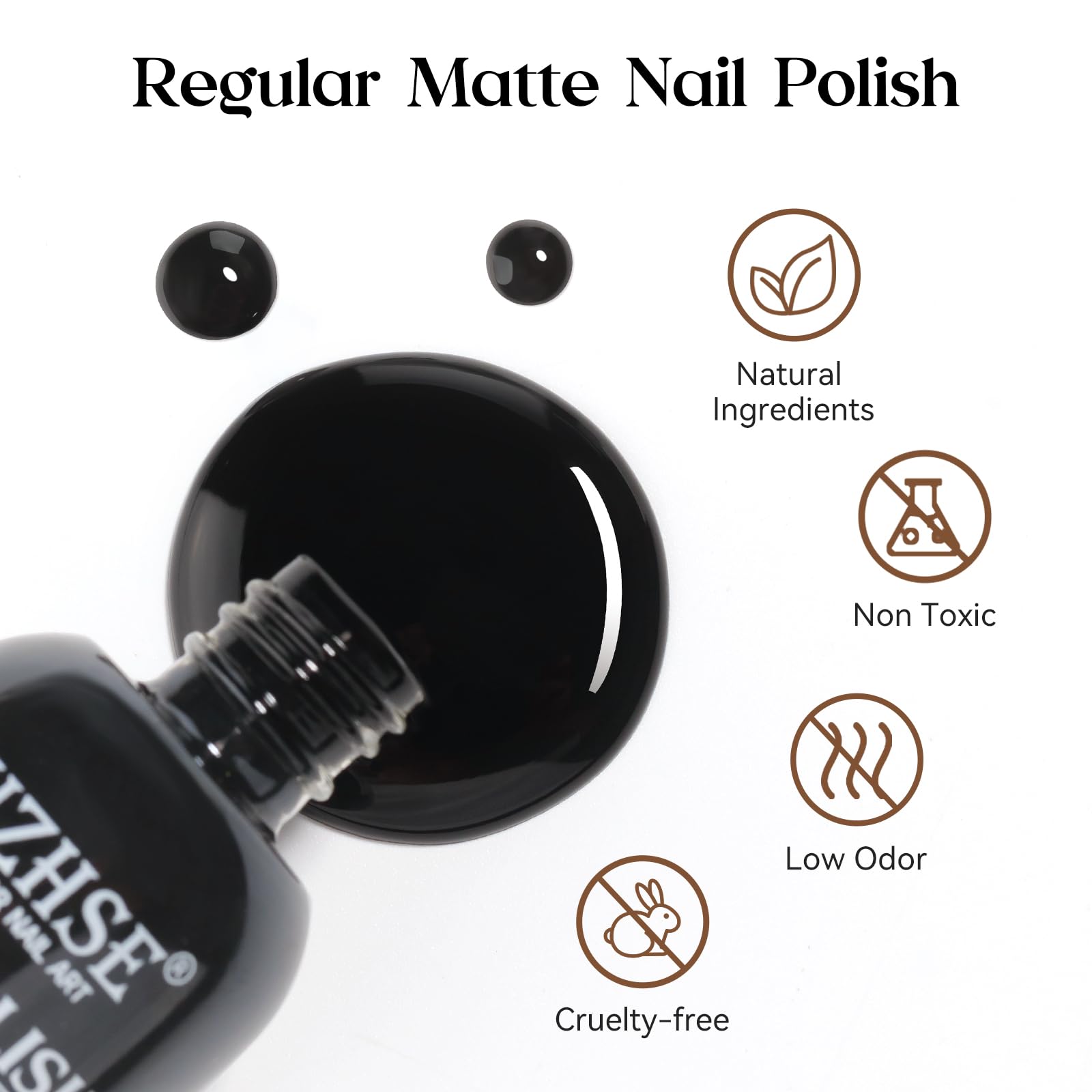 Aplicación suave del esmalte negro mate de MIZHSE con pincel preciso
