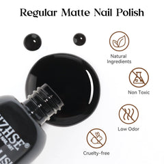 Aplicación suave del esmalte negro mate de MIZHSE con pincel preciso
