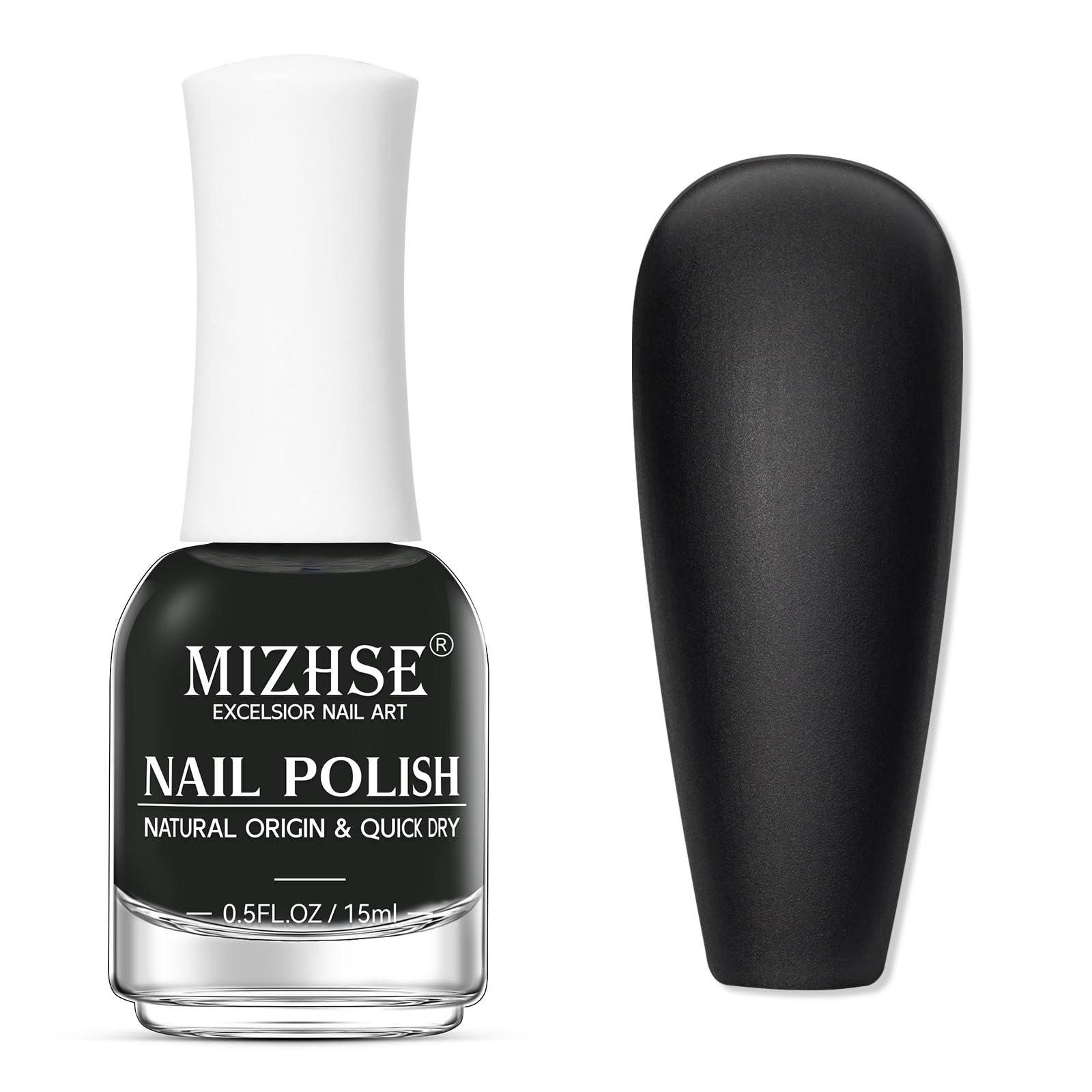Esmalte negro mate MIZHSE, botella elegante y acabado profundo para uñas