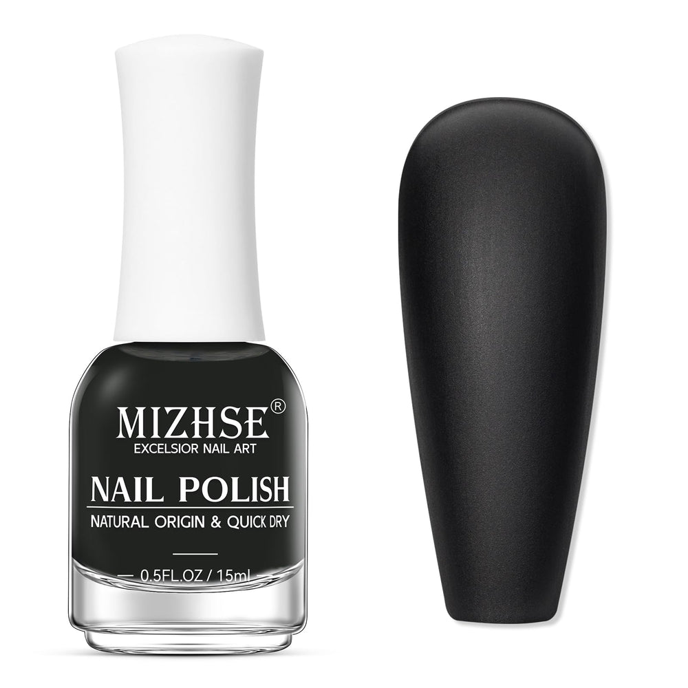 Esmalte negro mate MIZHSE, botella elegante y acabado profundo para uñas