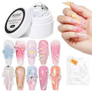 MIZHSE Gel Builder Clear 3D set de arte en uñas para diseño duradero