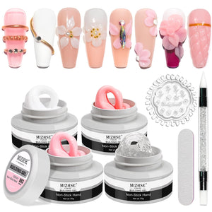 El kit MIZHSE gel constructor en cuatro colores facilita extensiones rápidas.