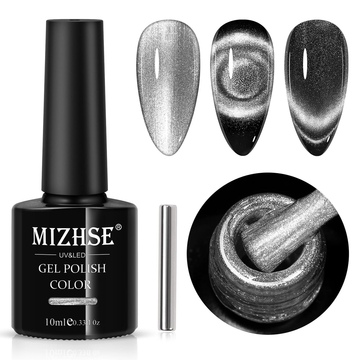 MIZHSE ojo de gato con imán para efecto 9D en uñas