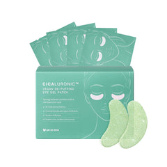 Parche ocular MIZON Cicaluronic vegan con 24K oro para hidratación y frescura.