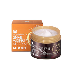 Mascarilla nocturna MIZON con mucina de caracol, textura rica que hidrata durante la noche.