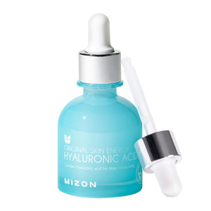 MIZON Serum ácido hialurónico 100 en botella, hidratación profunda para piel suave.