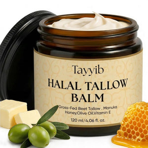 Tayyib Halal Tallow Balm de MKSUVGQ en envase para hidratación profunda sin perfume.