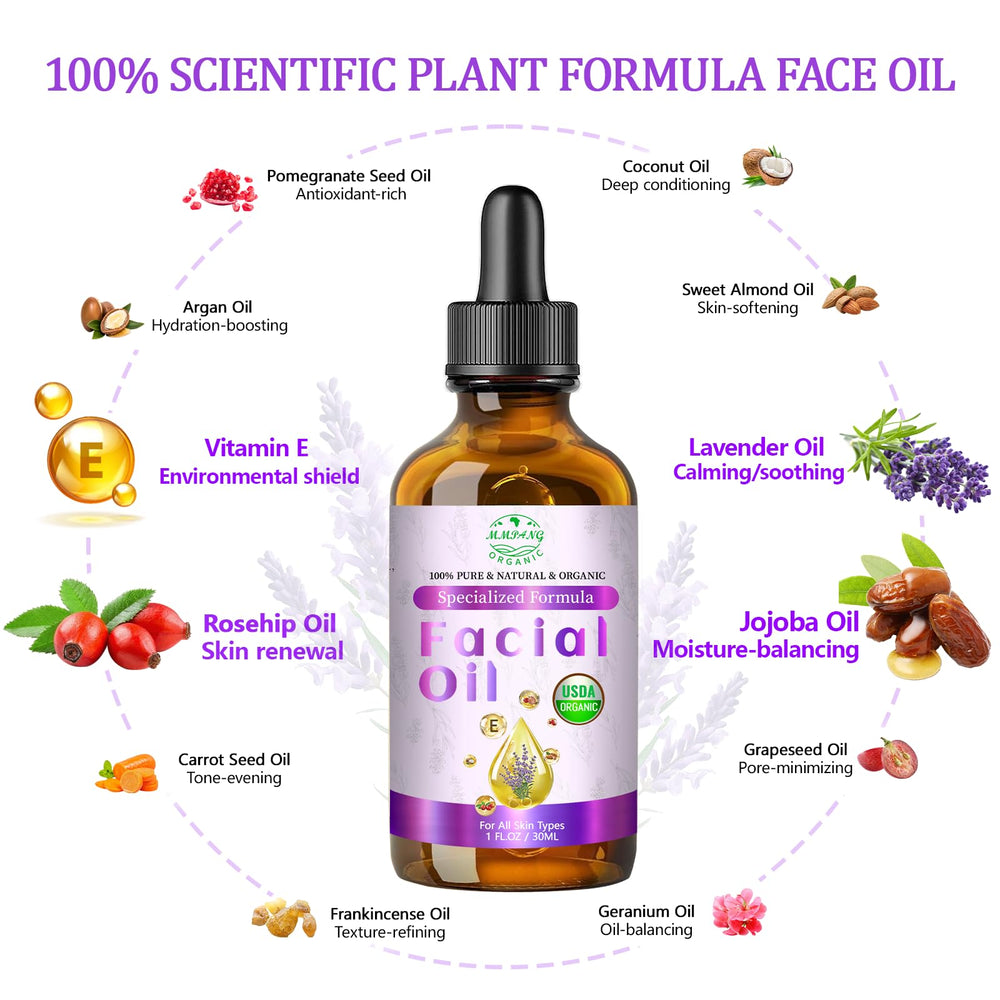 MMPANG Aceite Facial Orgánico: mezcla de 12 aceites vegetales para nutrición.