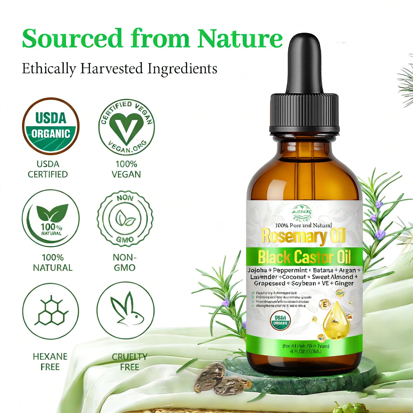 Brillo natural con MMPANG aceite romero y castor