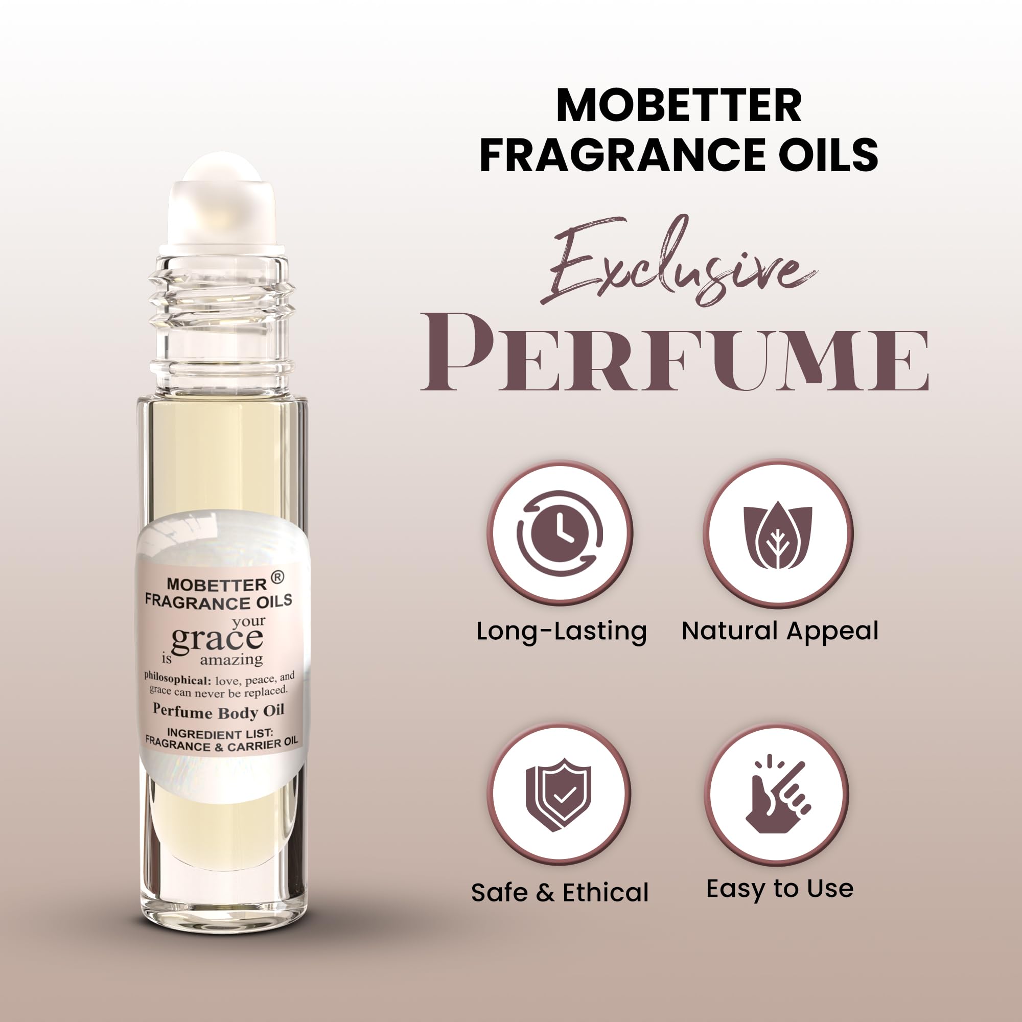 MOBETTER Grace increíble, aceite puro sin alcohol para piel suave.