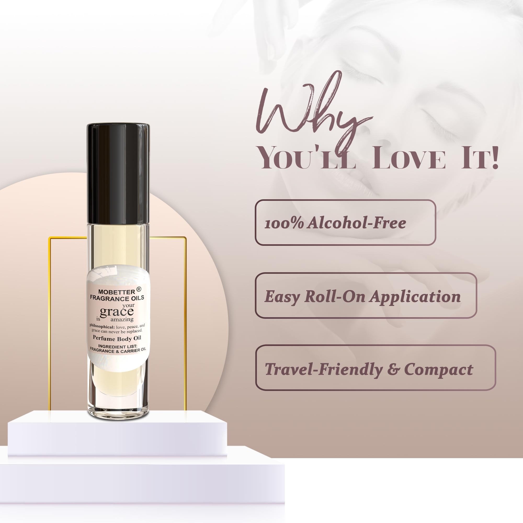 MOBETTER Grace increíble, diseño compacto para viaje con roll-on.