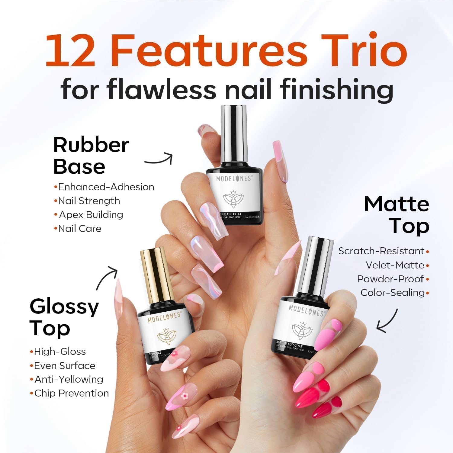 Modelones aplicacion detallada de nail art con gel para estilo personal.