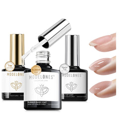 Modelones base gel caucho elastico para uñas mejora flexibilidad y protección.