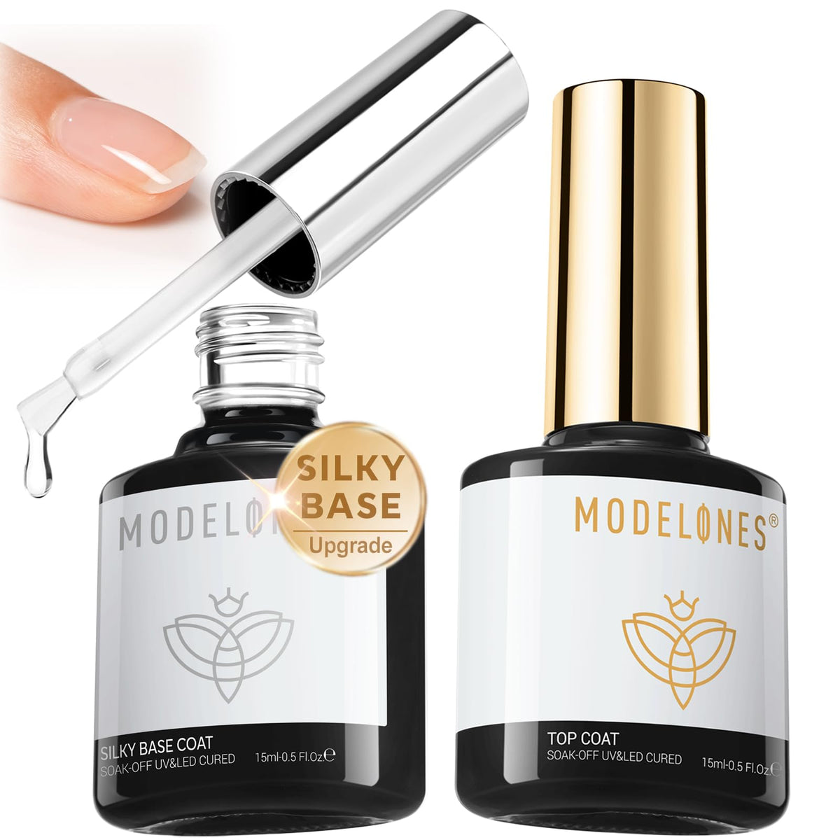 Gel base satinada de modelones facilita una aplicación suave y cobertura uniforme.