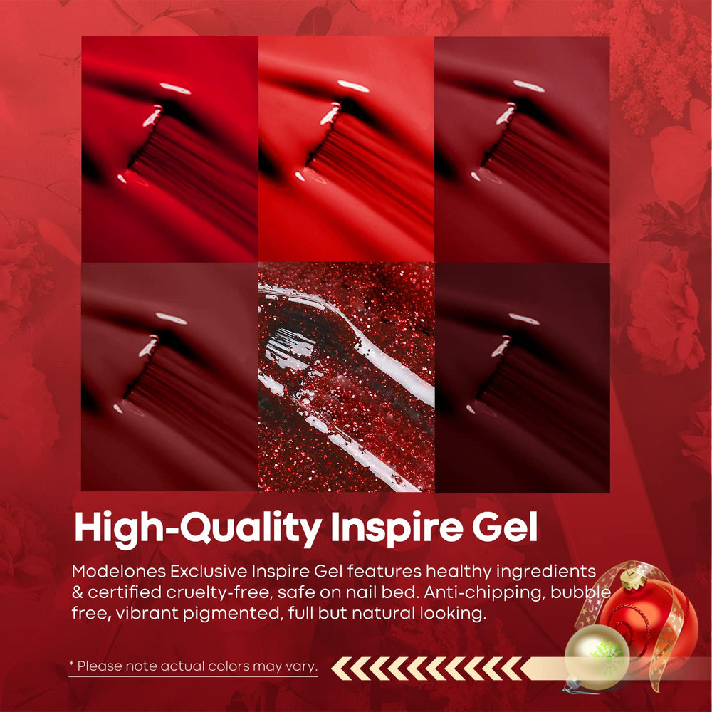 Modelones brillo gel rojo con acabado suave para uñas