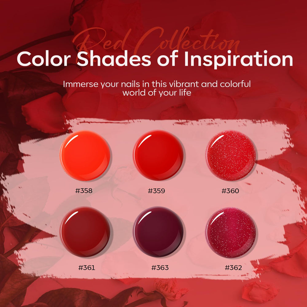 Colección roja de Modelones con acabado brillante para uñas modernas.