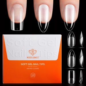 Modelones consejos de gel almendra media; forma elegante y duradera para uñas.