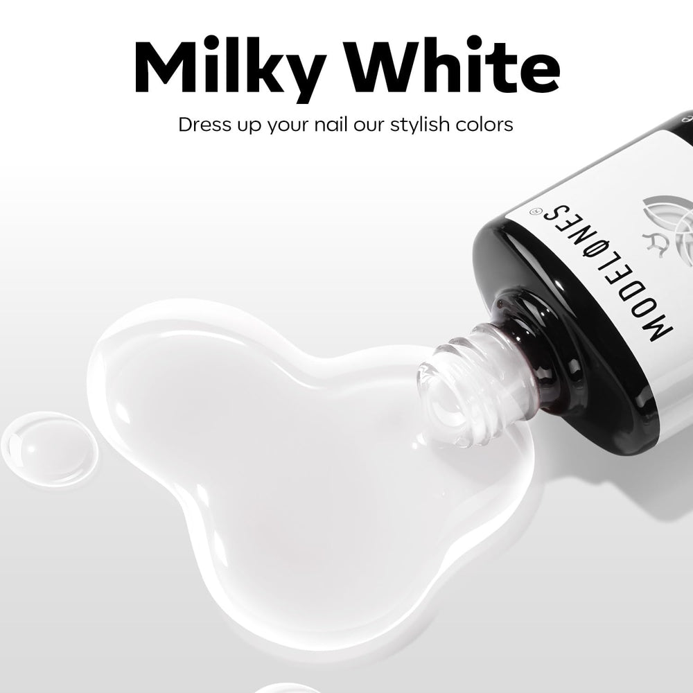 Modelones gel blanco lechoso facilita diseños como francés en casa
