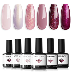 Modelones esmalte gel neutro-rosa-claro, acabado suave para uso diario.