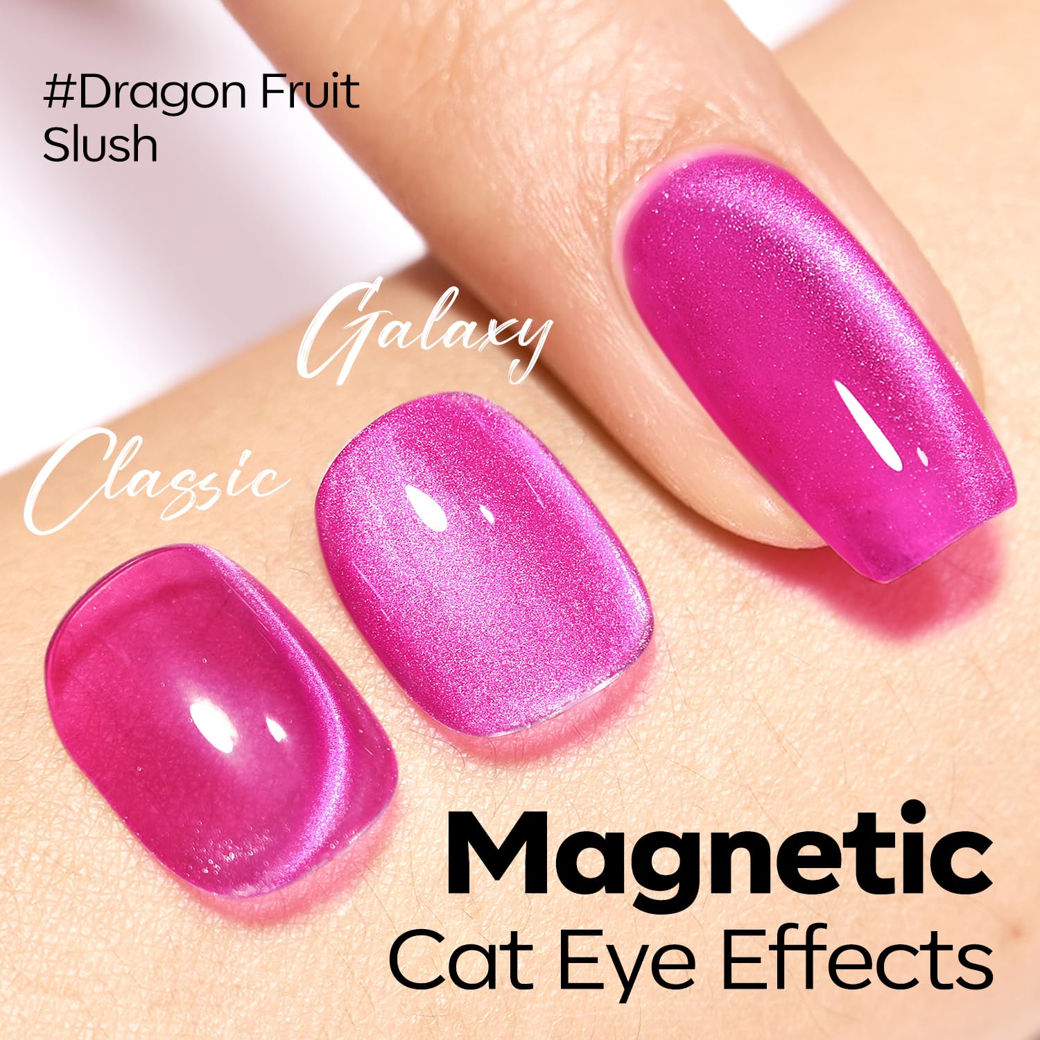 Modelones ojo-de-gato magnetico rosa chispeante para diseños magnéticos.