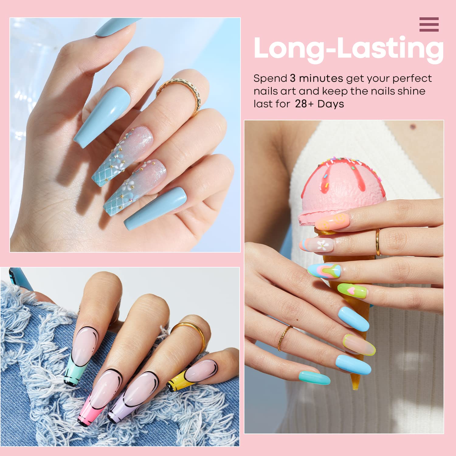 Modelones esmalte gel pastel azul para uñas elegantes